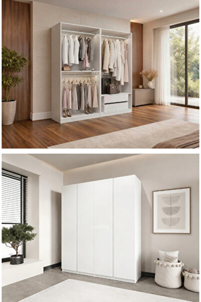 CANBAZ FURNİTURE MİRA modüllü 4 MDF kapaklı %100 MDF(KURULUM DAHİL)
