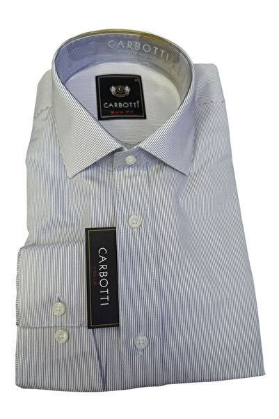 OEM Camasa barbati gri cu dungi, maneca lunga, slim fit, bumbac-poliester, ma...