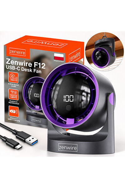 zenwire Mini Ventilator F12, Portabil, Pentru Birou, Pentru Camera, Reglare a...