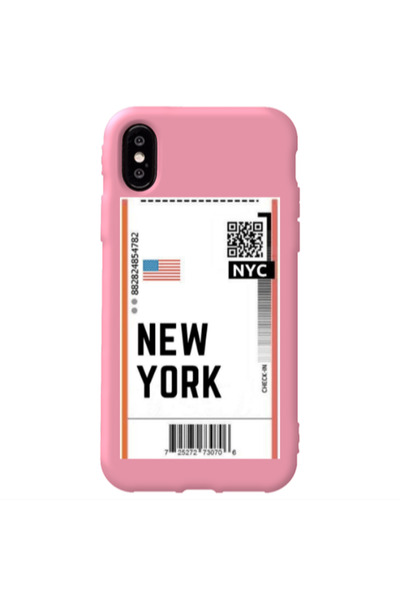 Other Apple iPhone Xs Max New York NYC Pink Colored Silicone TPU Θήκη