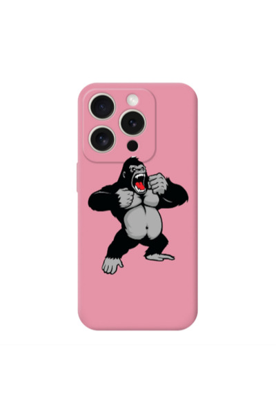 Other Apple iPhone 15 Pro Angry Gorilla2 Pink Colored Silicone TPU Θήκη