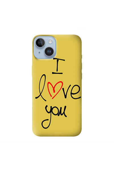Other Apple iPhone 14 Plus i love you Yellow Colored Silicone TPU Θήκη