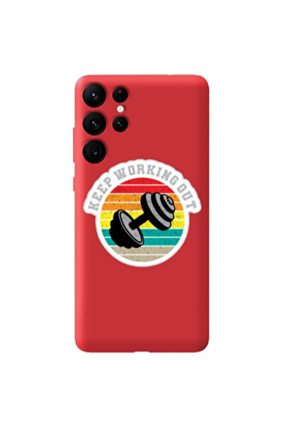 Other Samsung S22 Ultra Keep working out Red Colored Silicone TPU Θήκη