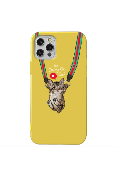 Other Apple iPhone 12 Pro Max Swinging cat Yellow Colored Silicone TPU Θήκη