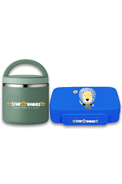 STAR BABiES - Brave Lion Bento Lunch Box with 4 Compartments, BPA Free, Leak-...
