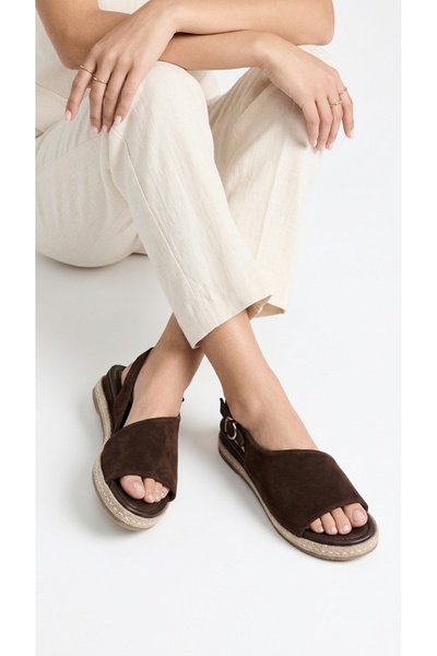 Eysha Velar Women's Sandals Suede Straw Sole Padded Open Toe Single Strap Ank...