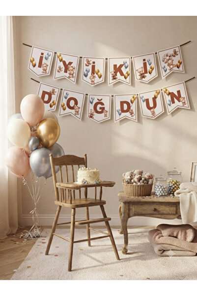 luvissi shelves Teddy Bear Happy Birthday Banner - Designed to Make Special O...