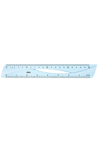 Deli Riglă transparentă albastră de 20 cm