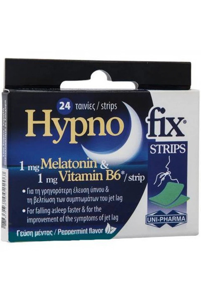 Uni-Pharma Hypno Fix Strips - Συμπλήρωμα για τον ύπνο 24 υπογλώσσια ταμπλέτες