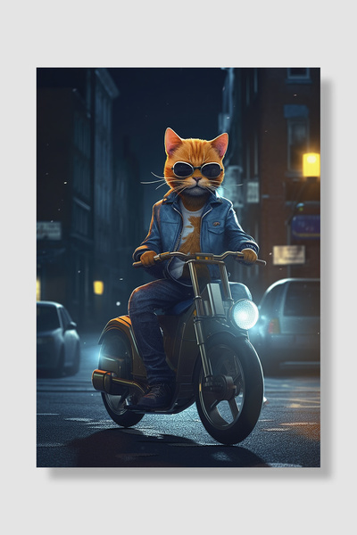 Luna Marissa Poster Motociclist Pisică cu ochelari de soare Motociclist Orașu...