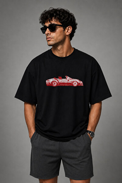 FECCY Premium Red Car Unisex Men's T-Shirt Cotton Oversize T-Shirt