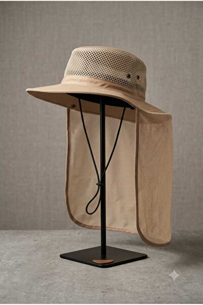 Betülce Unisex Safari Hat with Neck Flap - Breathable Mesh Sun Protection Nat...