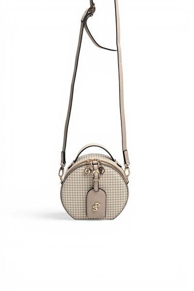 Silver Polo Sand - Sand Beige Houndstooth Plaid Women's Crossbody Bag Sp1163