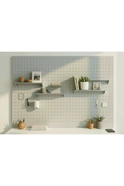 Vivense GALVANİZ METAL ÇOK AMAÇLI PANO PEGBOARD, AÇIK GRİ, 86X41X3 CM