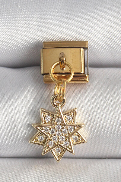 ARMÜZ 316L Steel Gold Color Hanging Zircon Stone Star Model Nomination Charm