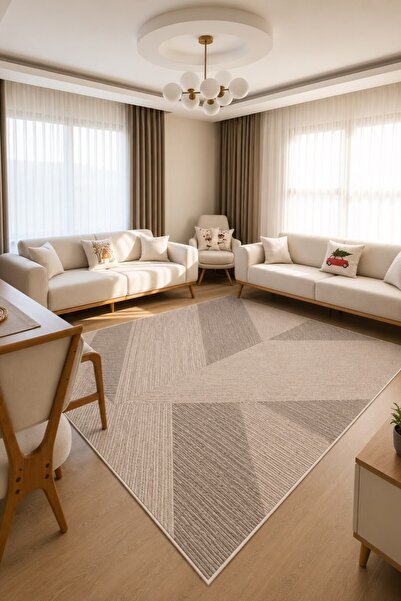 CENTER AVM Kahverengi Halı Salon Halısı 6m2 200x300 Salon Halısı Makinede Yık...