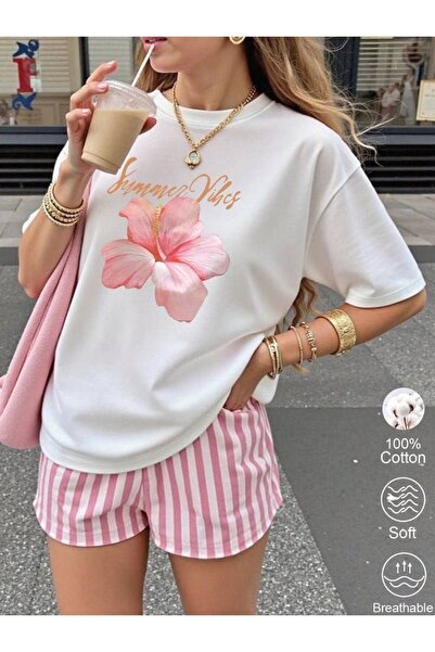 classy moda Γυναικείο μπλουζάκι Oversize Summer Breeze με στάμπα φρούτων και ...