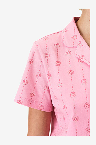 Penti Women Pink Stardust Short Sleeve Shirt Shorts Pink Set