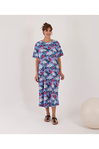 AYSUN TEKSTİL Plus Size Crew Neck Short Sleeve Women's Comfort Fit Nightgown(...