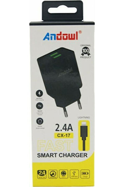 Andowl Φορτιστής με 2 θύρες USB-A και καλώδιο micro USB, Μαύρο (CX-17)