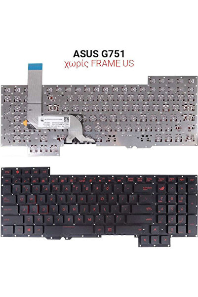 OEM Πληκτρολόγιο φορητού υπολογιστή για ASUS G751 χωρίς πλαίσιο και αγγλική (...