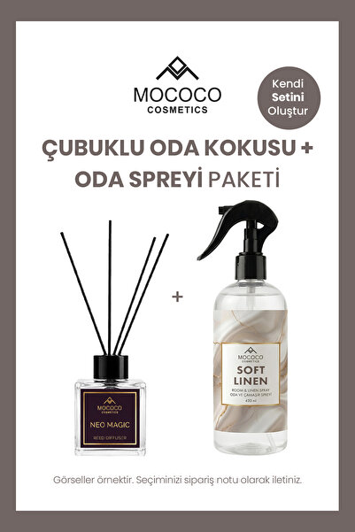 MOCOCO COSMETICS 1 Adet Çubuklu Oda Kokusu + 1 Adet Oda Spreyi Paketi (Kokula...
