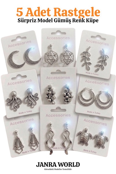 JANRA WORLD 5 Pieces Random Surprise Model Earring Set - Special Gift for Lov...