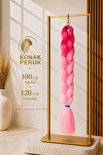 KONAK PERUK Afrika Örgüsü Ve Rasta İçin Sentetik Saç - 2 Renkli / Koyu Pembe ...