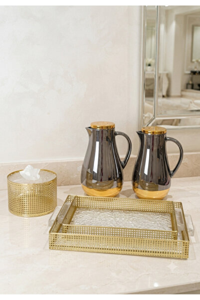 Generic Luxury Tea and Coffee Set with Serving Trays and Tissue Box Elegant a...