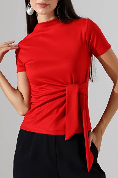 Sabr Women's Oysho Side Tie Detailed Short Sleeve Blouse