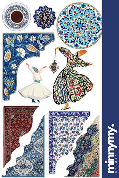 Minnymy 3'lü Türkiye Turkish Collection Sticker, Çıkartma, Ajanda, Günlük, Pl...