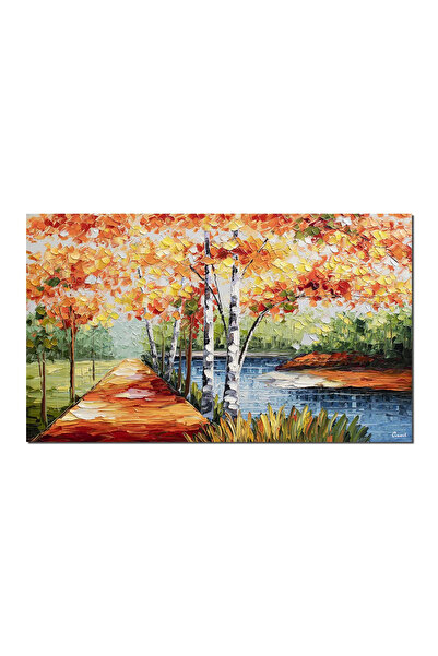 artnova Ръчно рисувана 3D пейзажна картина, На брезова алея, 100x60см маслена...