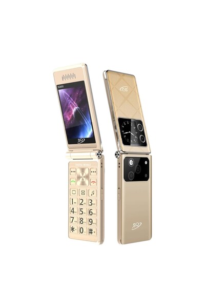 SQ Mobile Sq600 Golden Color Flip Dual Screen Dual Sim 2300Mah Battery Cellph...