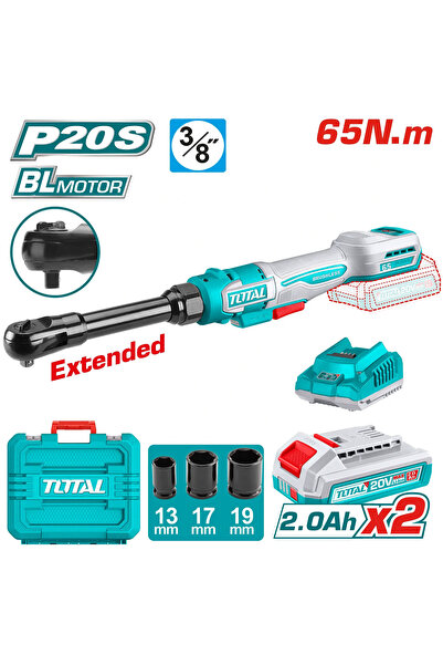 TOTAL 20V 65N.M Battery Automatic Wrench Two Batteries and Charger