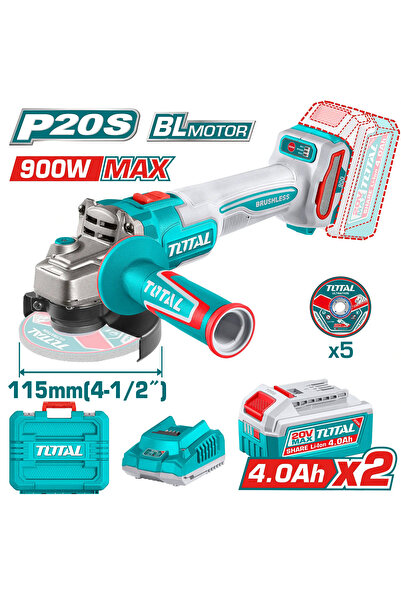 TOTAL Battery Rocket 20V 4-1/2" Plastic Case with Extra Battery and Charger