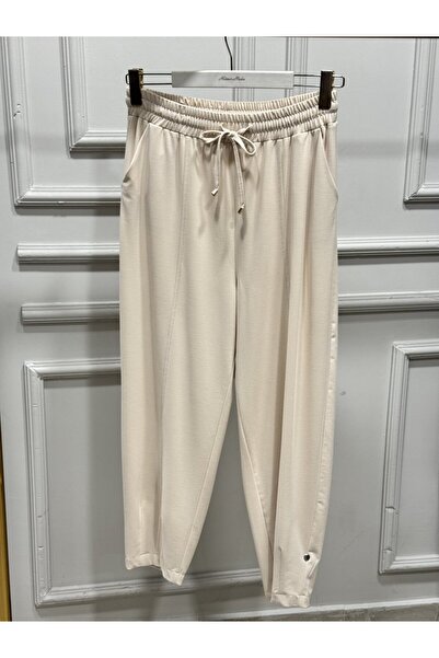 2K 26062 Front and Hem Stitched Trousers Beige