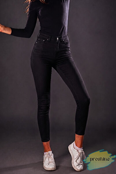 Proshine Dar Paça Yüksek Bel Kadın Jean Pantolon – Skinny Kalıp - Slim Fit, S...