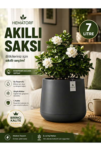 Hematorf 7 Litre Akıllı Saksı , İç ve Dış Mekân, Dekor Salon Saksısı