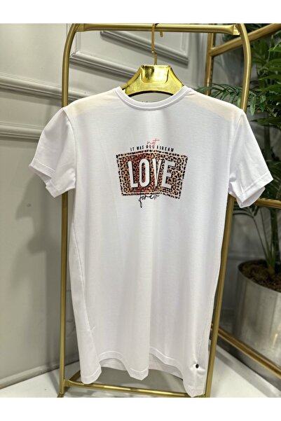 ALANURMODA 20400-7 Bluza sa natpisom "Lowe" na prednjoj strani, bela