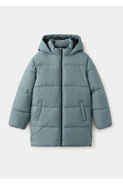 MANGO Kids Kapüşonlu uzun kapitone anorak