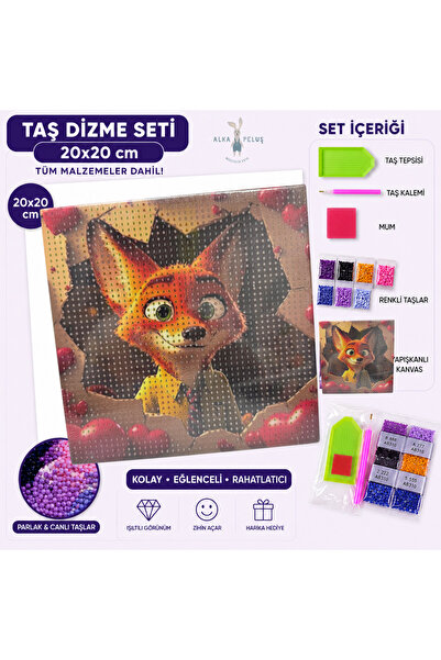 Alka Peluş Zootopia Nick Wilde Diamond Painting Taş Dizme Seti 20x20 cm – Tüm...