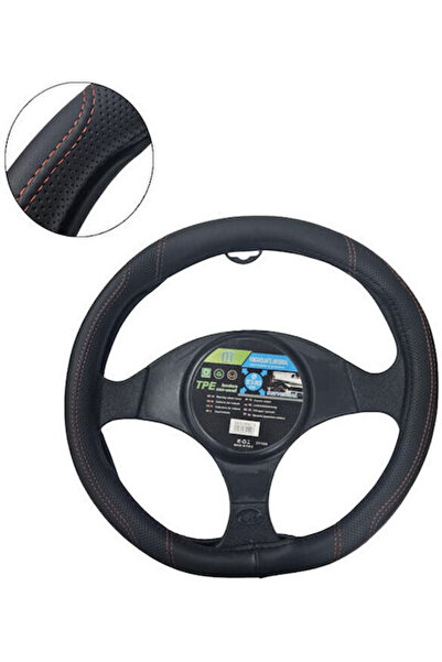 OEM Κάλυμμα τιμονιού αυτοκινήτου από δερματίνη μαύρο με μαύρη ραφή