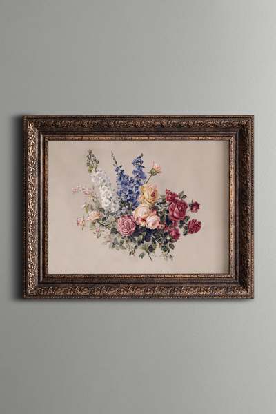 epiqart Colorful Rose and Flower Bouquet - Vintage Patterned Painting - Thick...