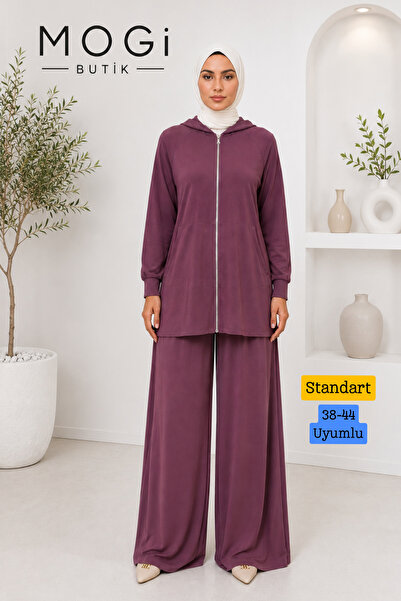 Mogi Butik Women's Modal Pique Fabric Hooded Kangaroo Pocket Hijab Set 3213 C...