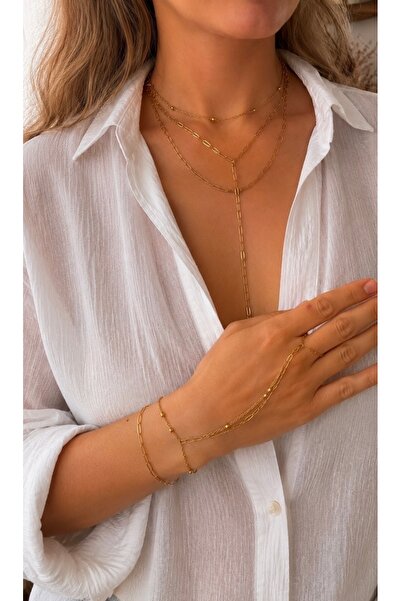 derokas Set of 2 Elegant and Stylish Shahmeran and Y Necklace 316 L Real Stee...