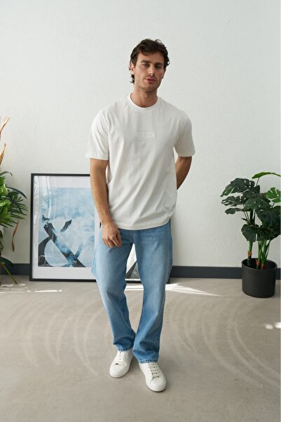 duo fideles Men's Text Detailed T-Shirt