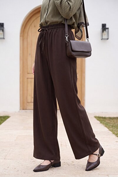 Modamorfo Elastic Waist, Lace-Up, Pocketed, Wide Leg Summer Linen Trousers - ...