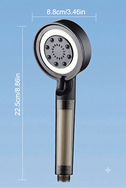 mintev 5 fonksiyonlu Filtreli Çelik Model Turbo Jet Duş Başlığı