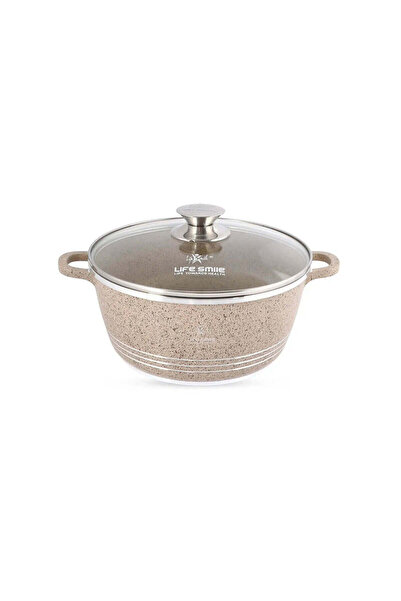 Lifesmile Life Smile 24 cm Oven-Safe Granite Coating Cooking Pot with Glass L...