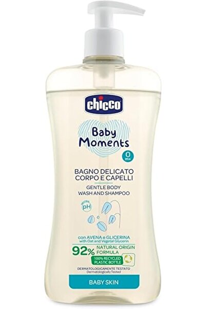 Chicco غسول وشامبو بيبي مومنتس اللطيف لبشرة الأطفال (500 مل)
